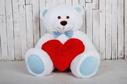 Большая мягкая игрушка мишка с сердцем Yarokuz Билли 150 см Белый